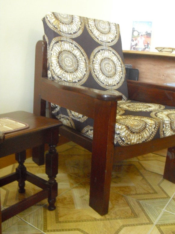 I had my furniture and cushions hand-made in town.